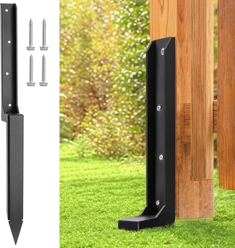 SINTOP Fence Post Repair Stakes Kit – 1/8" Thickened Carbon Steel One-Piece Structure, Heavy Duty Ground Anchor Stake for Repairing or Reinforcing Broken/Leaning Privacy Fence & Mailbox Post, Black, 1-Pack - Image 1